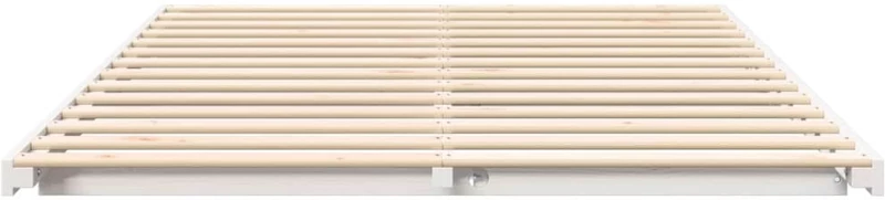 vidaXL Κρεβάτι δαπέδου Λευκό 160 x 220 cm Μασίφ ξύλο πεύκου