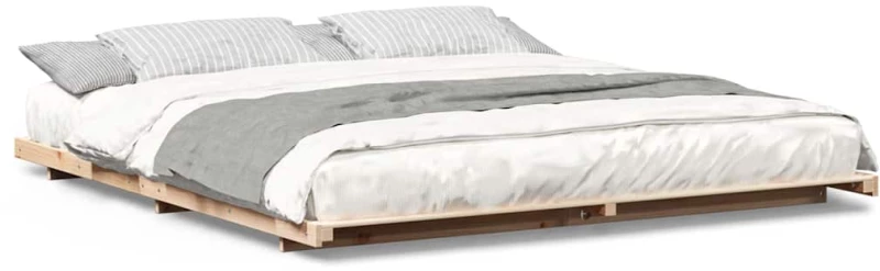 vidaXL Κρεβάτι δαπέδου Καφέ 200 x 220 cm Μασίφ ξύλο πεύκου