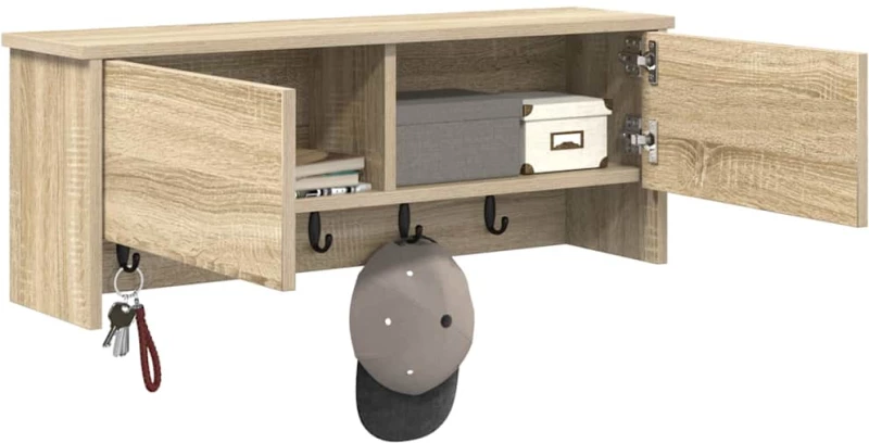 vidaXL Τοίχου Κρεμάστρα Sonoma Δρυς 80 x 20 x 30 cm Επεξεργασμένο ξύλο