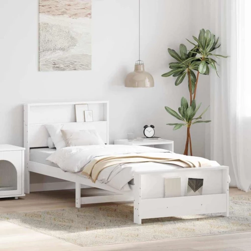 vidaXL Σκελετός Κρεβατιού Λευκό 90 x 200 cm Μασίφ ξύλο πεύκου