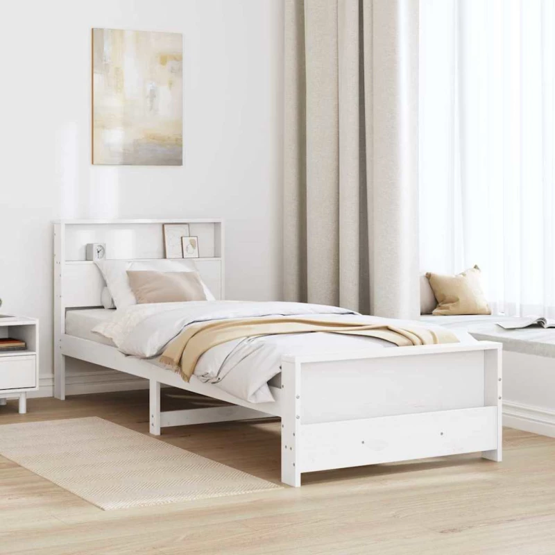 vidaXL Σκελετός Κρεβατιού Λευκό 90 x 200 cm Μασίφ ξύλο πεύκου