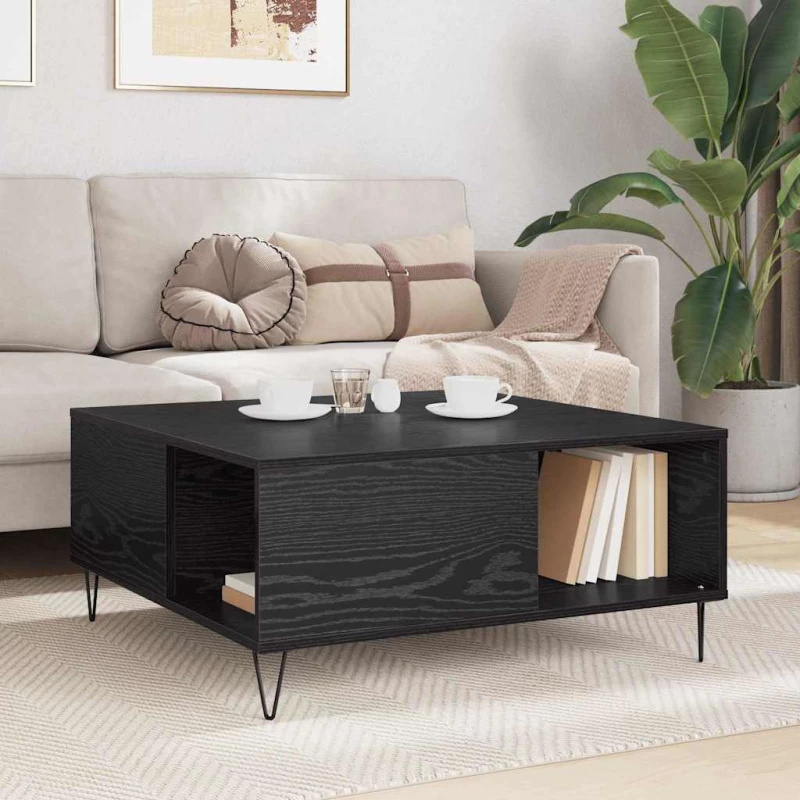 vidaXL Τραπεζάκι σαλονιού Μαύρη δρυς 80 x 80 x 36.5 εκ