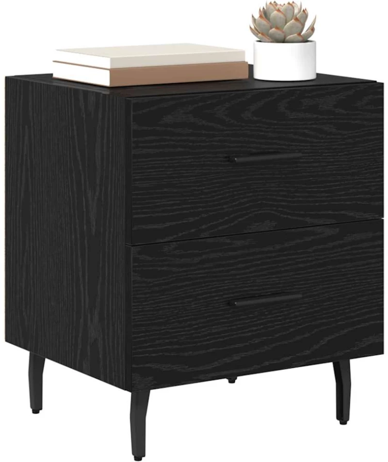 vidaXL Κομοδίνο 2 pcs Μαύρη δρυς 40 x 35 x 47.5 εκ Επεξεργασμένο ξύλο