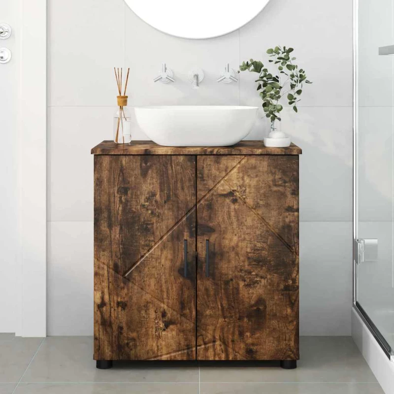 vidaXL Ντουλάπι Μπάνιου με ράφι Καπνιστή δρυς 61 x 35 x 64 εκ.