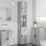 vidaXL Ψηλό ντουλάπι μπάνιου με πόρτα Γκρι sonoma 30 x 35 x 192 εκ.