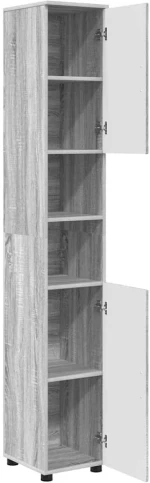 vidaXL Ψηλό ντουλάπι μπάνιου με πόρτα Γκρι sonoma 30 x 35 x 192 εκ.