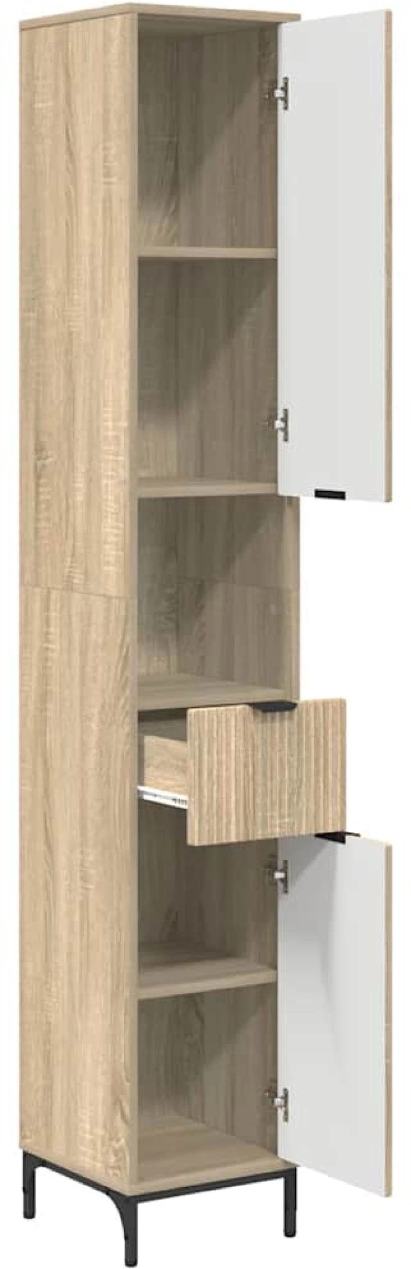 vidaXL Ψηλό ντουλάπι μπάνιου με πόρτα Sonoma Δρυς 31.5 x 33 x 190 εκ.