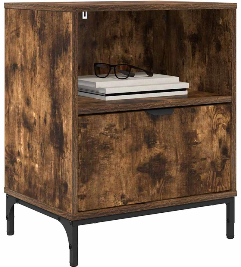 vidaXL Κομοδίνα 2 pcs Καπνιστή δρυς 49 x 36 x 61 εκ Επεξεργασμένο ξύλο