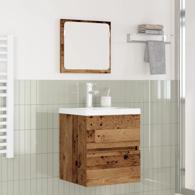 vidaXL Σετ Επίπλων Μπάνιου 3 pcs Παλιό ξύλο και Λευκό Μέγεθος: Μεσαίο