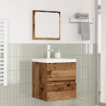 vidaXL Σετ Επίπλων Μπάνιου 3 pcs Παλιό ξύλο και Λευκό Μέγεθος: Μεσαίο