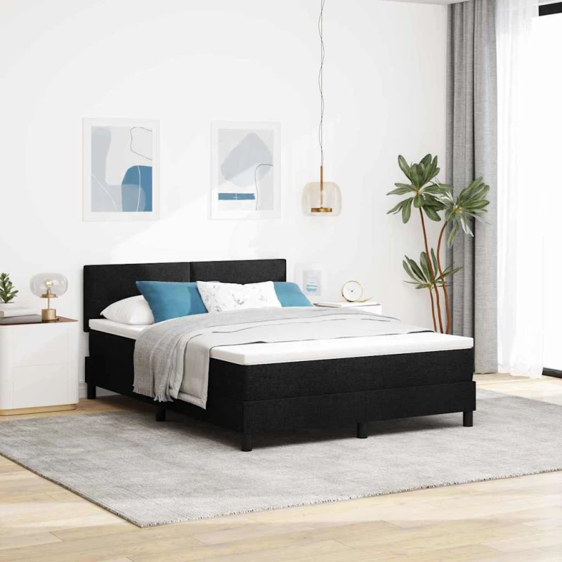 vidaXL Κρεβάτι με ελατήρια με στρώμα Μαύρο 160 x 200 cm ύφασμα