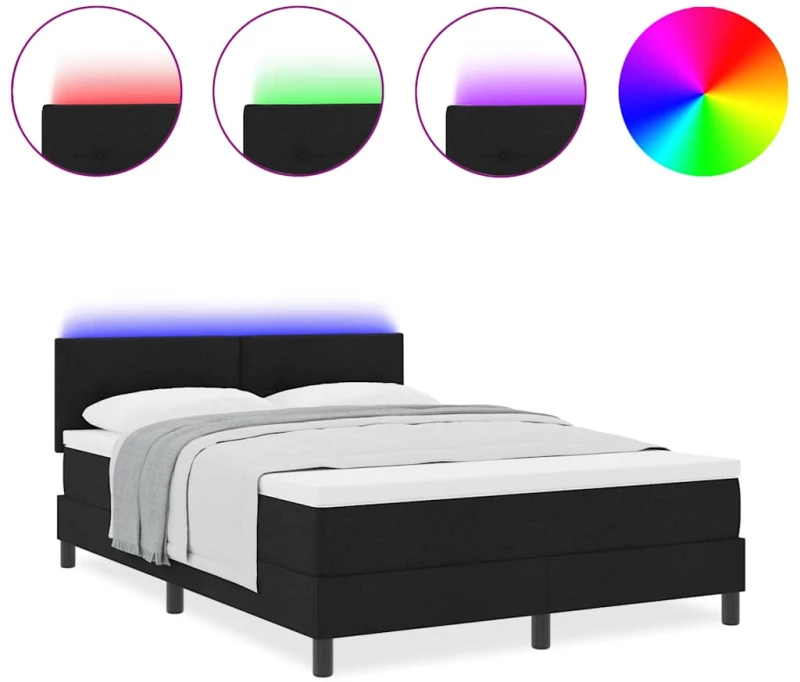 vidaXL Κρεβάτι με ελατήρια με στρώμα Μαύρο 160 x 200 cm ύφασμα