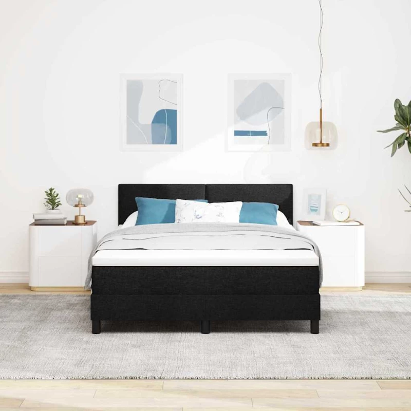 vidaXL Κρεβάτι με ελατήρια με στρώμα Μαύρο 160 x 200 cm ύφασμα