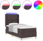 vidaXL Κρεβάτι με ελατήρια με στρώμα Καφέ 90 x 190 cm ύφασμα