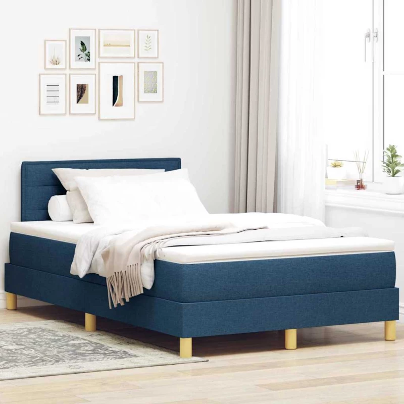 vidaXL Κρεβάτι με ελατήρια με στρώμα Μπλε 120 x 190 cm ύφασμα