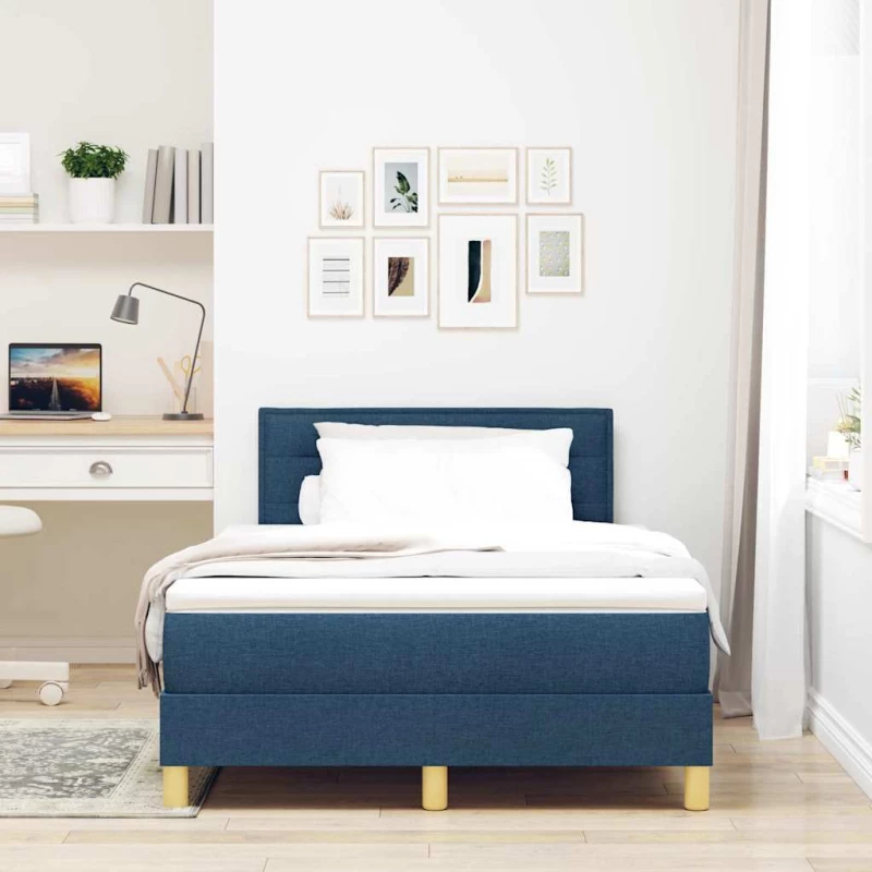 vidaXL Κρεβάτι με ελατήρια με στρώμα Μπλε 120 x 190 cm ύφασμα