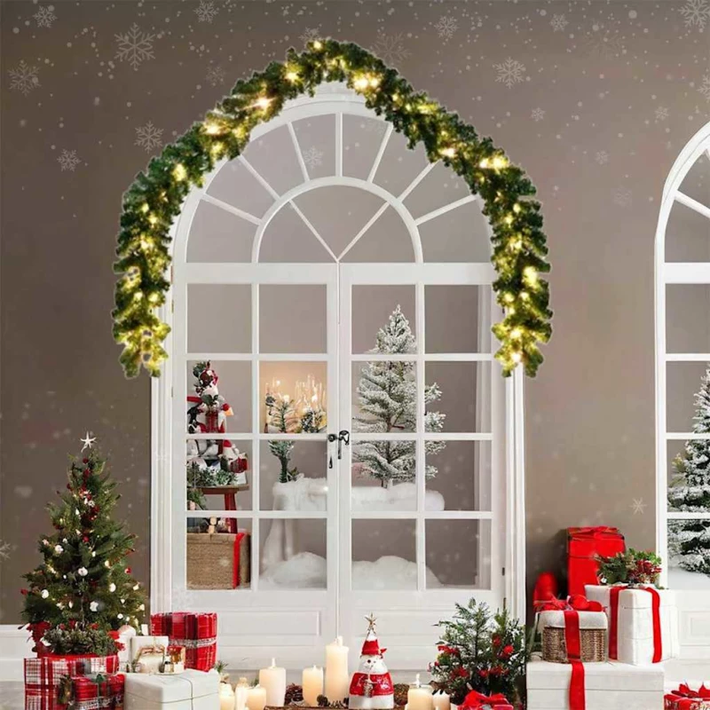 vidaXL Χριστουγεννιάτικη στεφάνη with 600 LEDs 2 pcs Πράσινο 40 m PVC