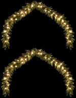 vidaXL Χριστουγεννιάτικη στεφάνη with 600 LEDs 2 pcs Πράσινο 40 m PVC