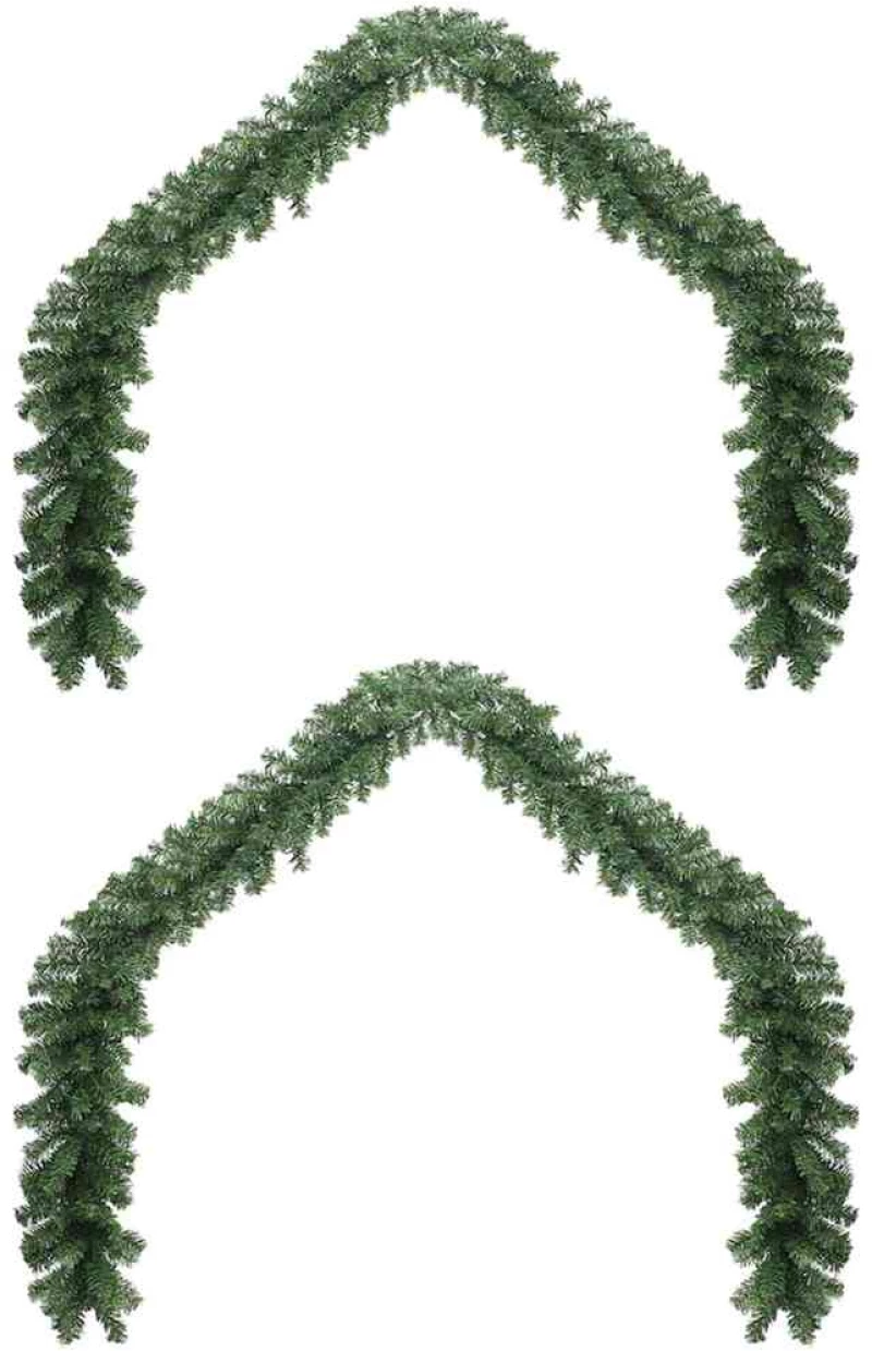vidaXL Χριστουγεννιάτικη στεφάνη with 600 LEDs 2 pcs Πράσινο 40 m PVC