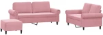 vidaXL Σετ Σαλονιού 3 Τεμαχίων Ροζ από Βελούδο με Μαξιλάρια