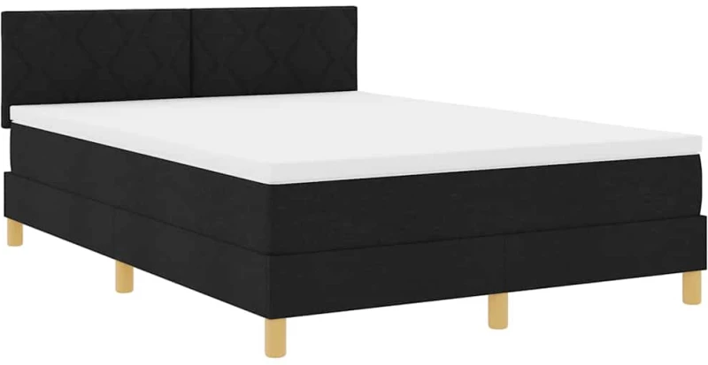 vidaXL Κρεβάτι με ελατήρια με στρώμα Μαύρο 140 x 190 cm ύφασμα