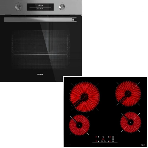 Teka Set HSB 6450 SS Πολυλειτουργικός Φούρνος 71lt & TBC 64010 Κεραμική Εστία Αυτόνομη Μαύρη