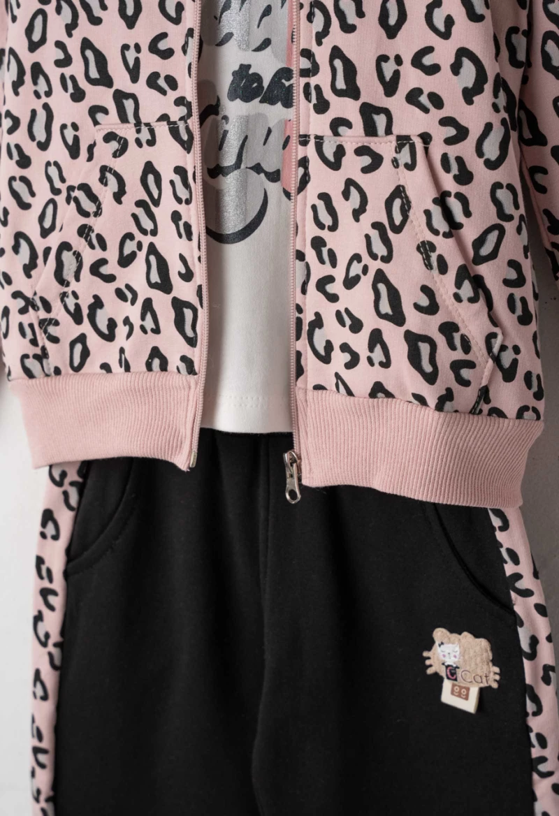 Εβίτα Fashion Παιδικό Σετ Φόρμας 3Τμχ Animal,Ροζ