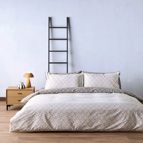 Σεντόνια Arco 26 (Σετ 4τμχ) Beige-Grey Kentia King Size 270x270cm 100% Πενιέ Βαμβάκι