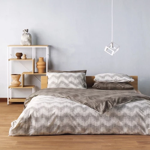 Σεντόνια Galone 04 (Σετ 3τμχ) Brown-White Kentia Ημίδιπλο 190x270cm 100% Βαμβάκι