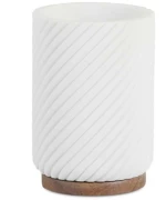 Ποτηροθήκη Stripes AH-BA25143 Φ7,5x11cm White Andrea House Polyresin,Ξύλο