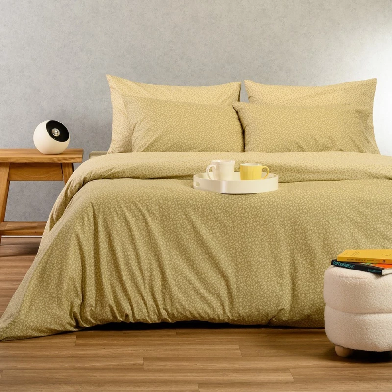 Παπλωματοθήκη Samuele Olive-Beige Melinen Μονό 165x245cm 100% Βαμβάκι