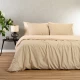 Σεντόνια Davide Με Λάστιχο (Σετ 3τμχ) Beige Melinen Μονό 100x232cm Βαμβάκι-Πολυέστερ
