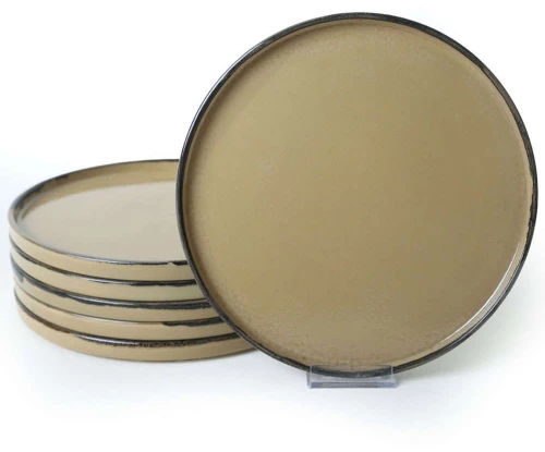 Πιάτο Ρηχό (Σετ 6Τμχ) 275KRM2440 27cm Mink-Black Hermia Κεραμικό