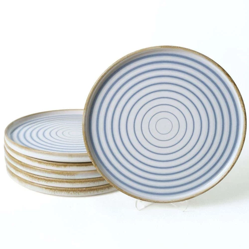 Πιάτο Ρηχό (Σετ 6Τμχ) 275KRM2446 27cm White-Blue Hermia Κεραμικό