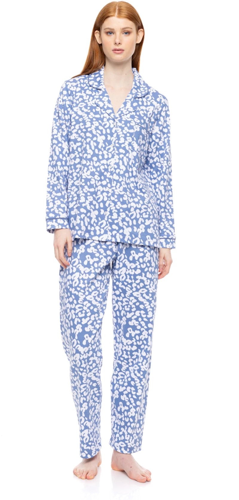 Γυναικεία Πυτζάμα Pink Label - Σεμιζιέ - Blue Leo print - Regular Fit - Cotton