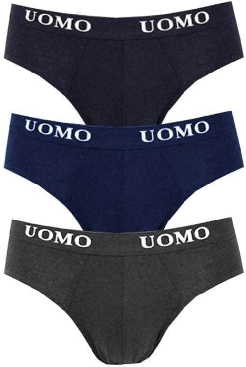 Uomo Ανδρικό Σλιπ Μαύρο/Γκρι/Μπλε 3Pack