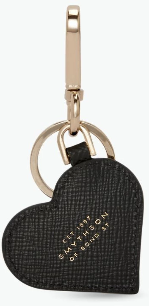 Heart Leather Keyring Black