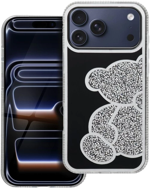 Teddy Bear Case For Iphone 17 Pro Max Silver