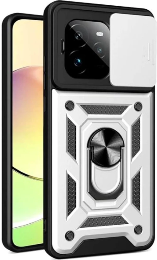 Θήκη Realme GT 7 Pro Bodycell Armor Slide Ανθεκτική με Κάλυμμα για την Κάμερα & Μεταλλικό Ring Holder - Silver (5206015082528)