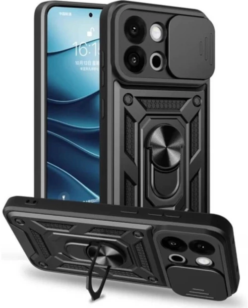 Θήκη OnePlus 13T / 13s Bodycell Armor Slide Ανθεκτική με Κάλυμμα για την Κάμερα & Μεταλλικό Ring Holder - Black (5206015082412)