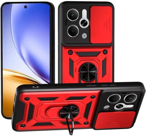 Θήκη Realme 14T 5G Bodycell Armor Slide Ανθεκτική με Κάλυμμα για την Κάμερα & Μεταλλικό Ring Holder - Red (5206015082450)