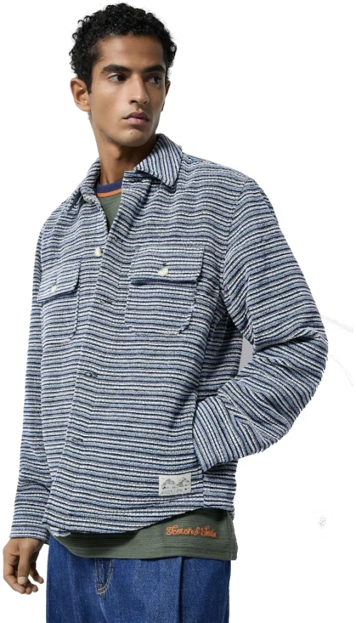 Scotch&Soda Man Structured Striped Overshirt