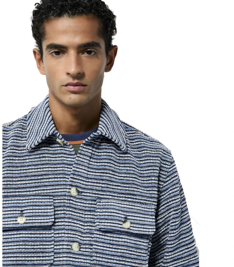 Scotch&Soda Man Structured Striped Overshirt