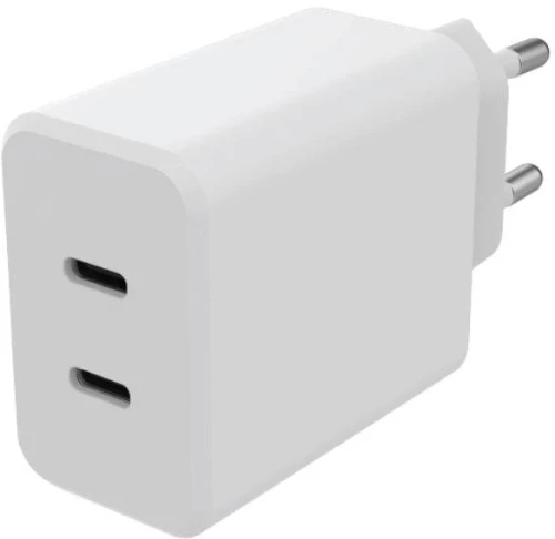 Green Lyca Φορτιστής Τοίχου με 2 Θ΄ύρες Type-C PD 50W - Λευκό