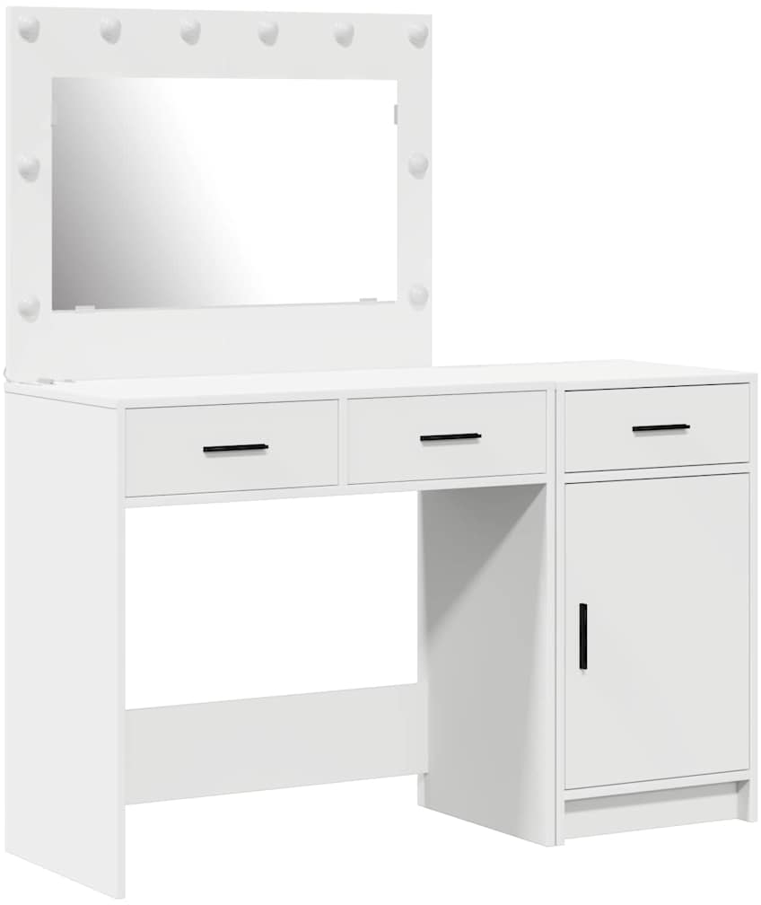 2 Τεμαχίων Σετ Μακιγιάζ με LED Λευκό Επεξεργασμένο Ξύλο Λευκό 3334227