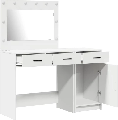 2 Τεμαχίων Σετ Μακιγιάζ με LED Λευκό Επεξεργασμένο Ξύλο Λευκό 3334227