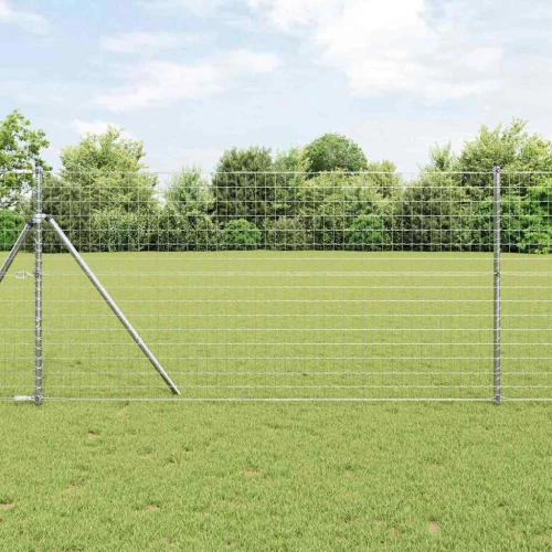 Euro Fence με 7 Στηρίγματα 1.4x10 μ Γαλβανισμένος Χάλυβας Ασήμι 3350464