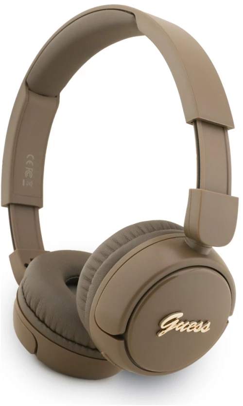Guess Metal Logo Script Over-Ear Headphones - Brown