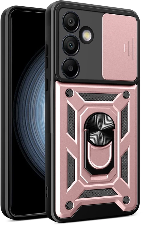 Hybrid Armor Camshield with Stand and Camera Cover for Samsung Galaxy A56 - Pink