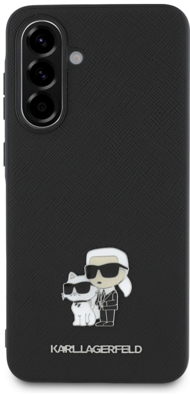 Karl Lagerfeld Saffiano Case w/ K&C Metal Logo for Samsung Galaxy A56 - Black